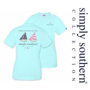 Flawed | Simply Southern | Sailboats Simply Live What You Love Tee | Size Medium